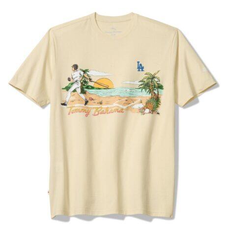 Los Angeles Dodgers Tommy Bahama Sunset Slugger T-Shirt - Cream - Front View