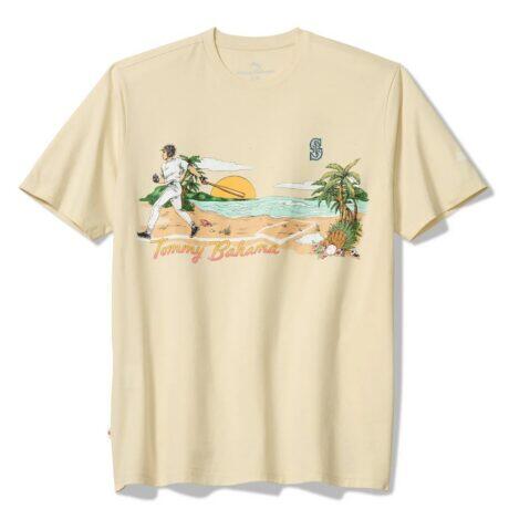 Seattle Mariners Tommy Bahama Sunset Slugger T-Shirt - Cream - Front View