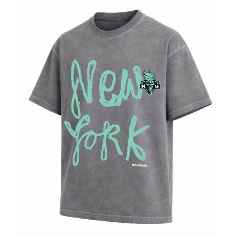 New York Liberty round21 Unisex Boxy Statement T-Shirt - Gray - Front View
