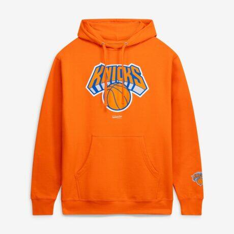 New York Knicks Mitchell & Ness Fleece Hoodie - Orange - Front View