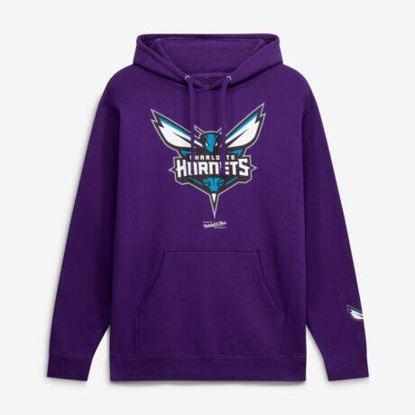 Charlotte Hornets Mitchell & Ness Fleece Hoodie - Purple - Front View