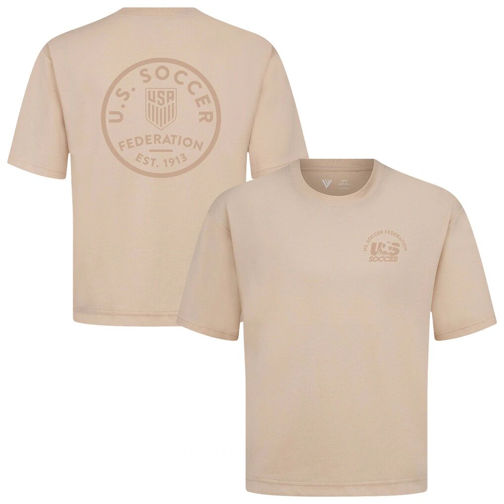 USMNT Levelwear Luxe Signature Knit Transit Tonal T-Shirt - Khaki
