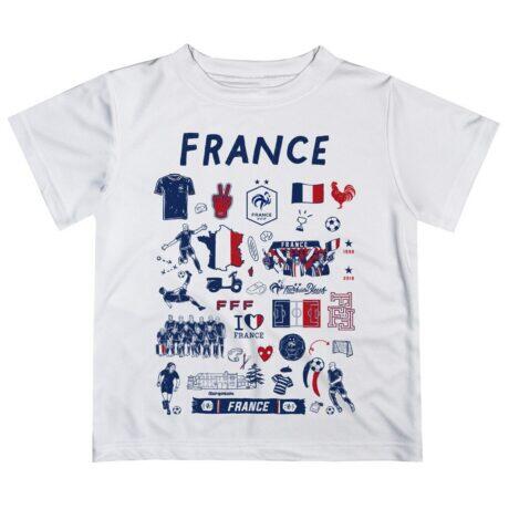 France National Team Vive La Fete Youth Impressions Artwork T-Shirt - White - Front View