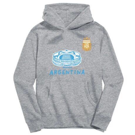 Argentina National Team Vive La Fete Youth Stadium Style Hoodie - Gray - Front View