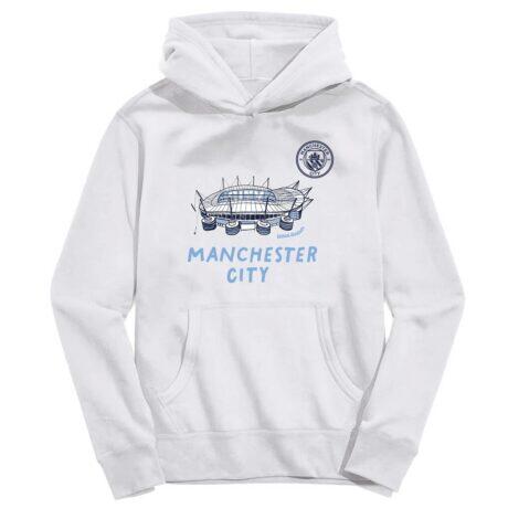 Manchester City Vive La Fete Toddler Stadium Style Hoodie - White - Front View