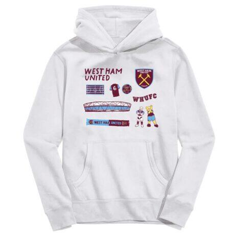 West Ham United Vive La Fete Toddler Impressions Icons Hoodie - White - Front View