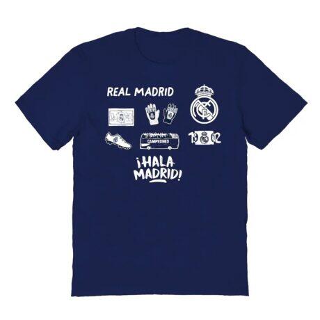 Real Madrid Vive La Fete Youth Impressions Icons T-Shirt - Navy - Front View