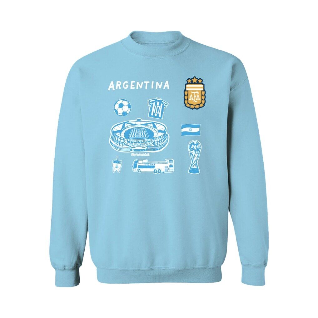 Argentina National Team Vive La Fete Women's Impressions Icons Sweatshirt - Light Blue