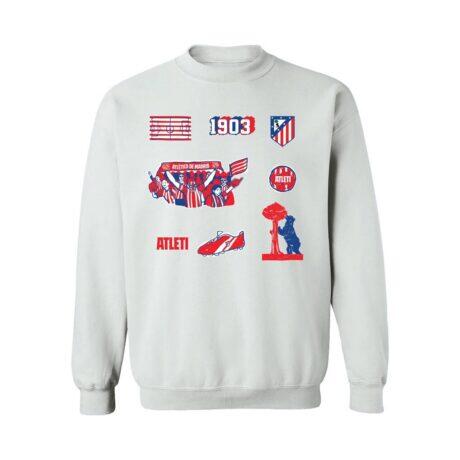 Atletico de Madrid Vive La Fete Women's Impressions Icons Sweatshirt - White - Front View