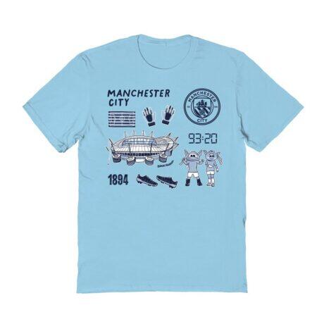 Manchester City Vive La Fete Women's Impressions Icons T-Shirt - Light Blue