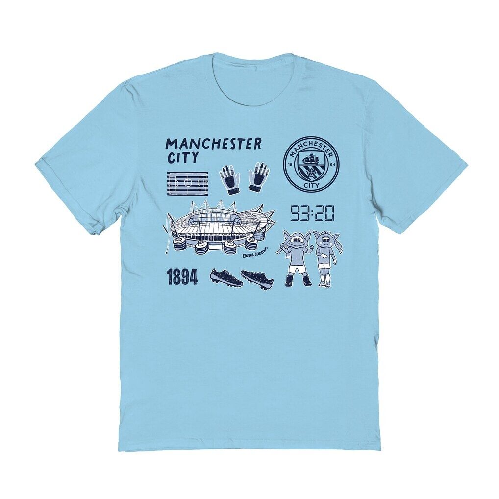 Manchester City Vive La Fete Women’s Impressions Icons T-Shirt – Light Blue