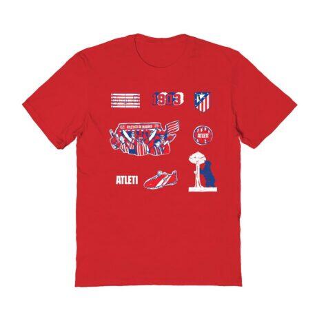 Atletico de Madrid Vive La Fete Women's Impressions Icons T-Shirt - Red - Front View