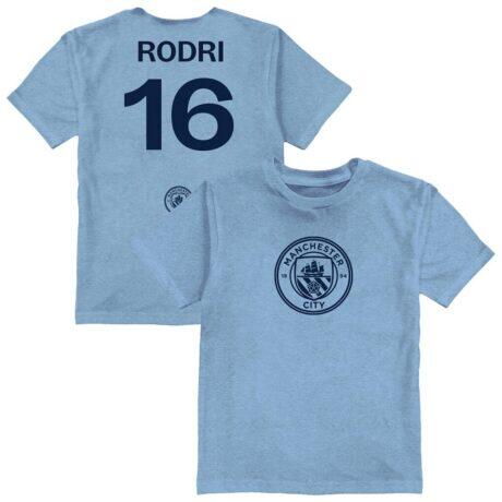 Rodri Manchester City Vive La Fete Youth Player Name & Number Color Badge T-Shirt - Light Blue