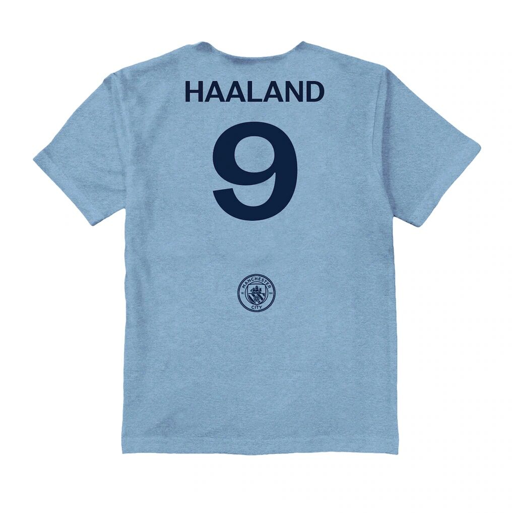 Erling Haaland Manchester City Vive La Fete Toddler Player Name & Number Color Badge T-Shirt – Light Blue