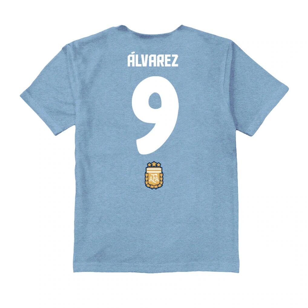 Julián Álvarez Argentina National Team Vive La Fete Youth Player Name & Number Chilena Style T-Shirt - Light Blue