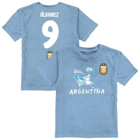 Julián Álvarez Argentina National Team Vive La Fete Youth Player Name & Number Chilena Style T-Shirt - - Front View