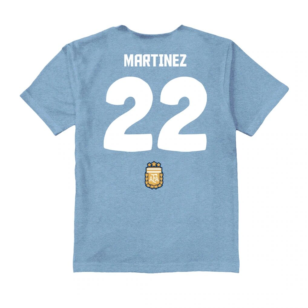 Lautaro Martinez Argentina National Team Vive La Fete Youth Player Name & Number Chilena Style T-Shirt - Light Blue