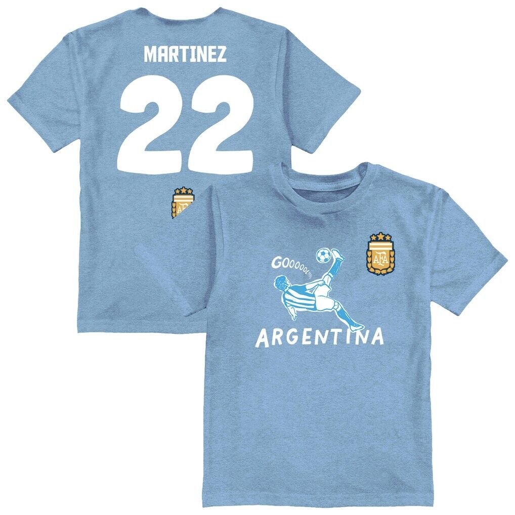 Lautaro Martinez Argentina National Team Vive La Fete Toddler Player Name & Number Chilena Style T-Shirt - Light Blue