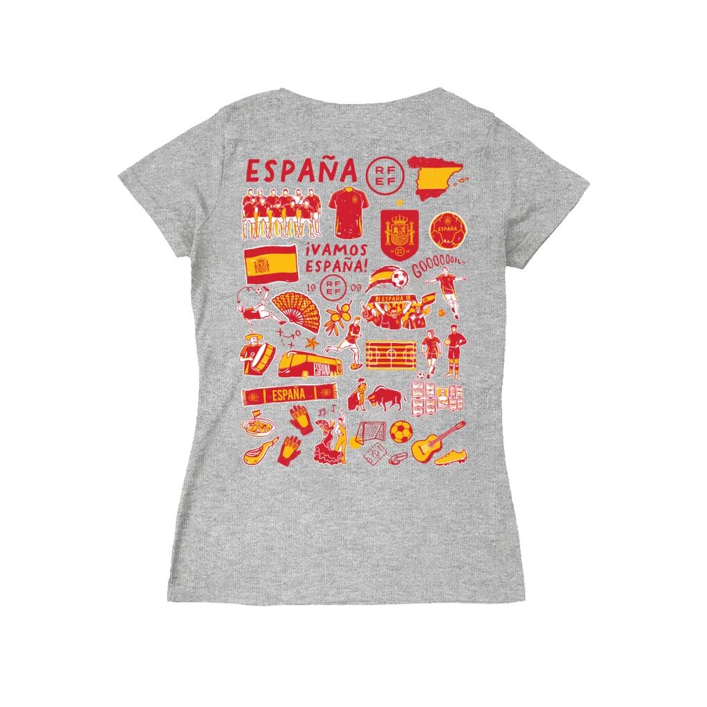 Spain National Team Vive La Fete Women's Impressions Artwork V-Neck Fitted T-Shirt
