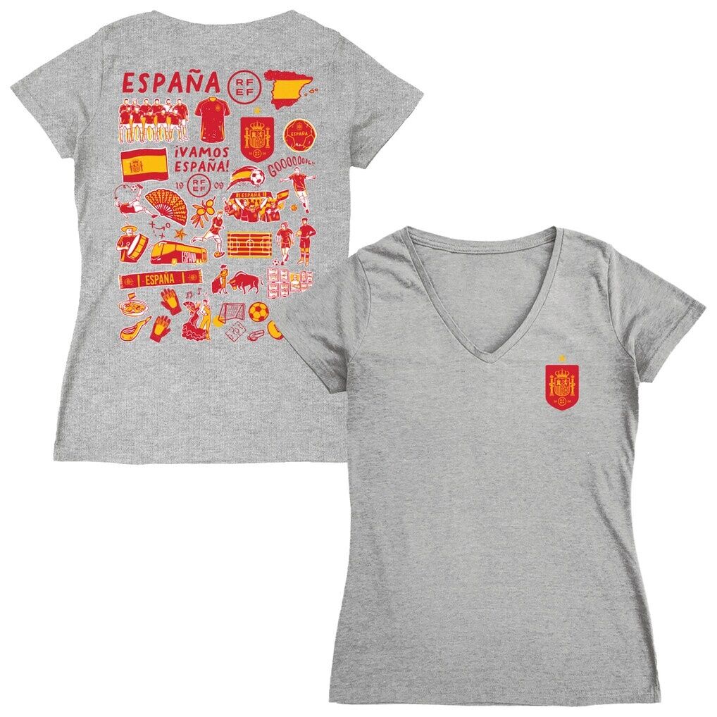 Spain National Team Vive La Fete Women's Impressions Artwork V-Neck Fitted T-Shirt