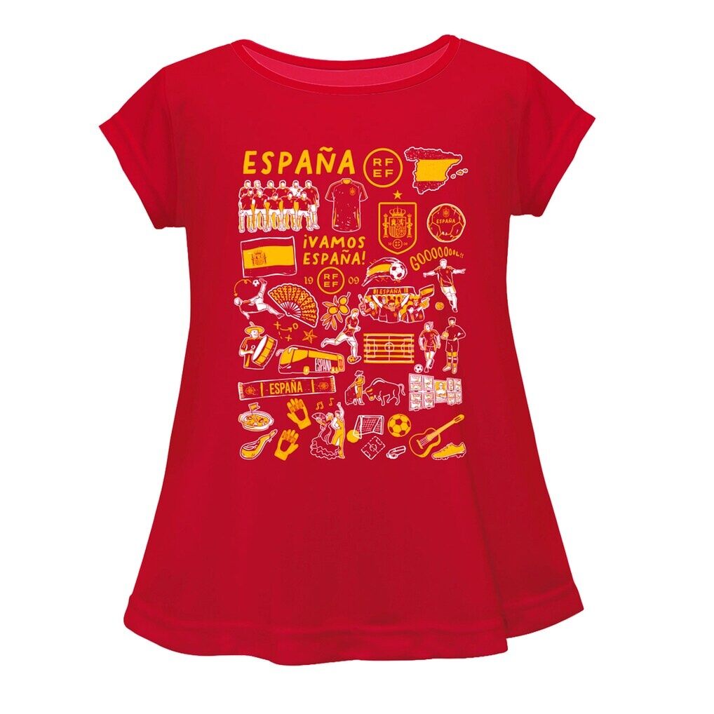 Spain National Team Vive La Fete Girls Youth Impressions Artwork A-Line Top