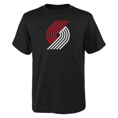 Portland Trail Blazers Outerstuff Youth Primary Logo T-Shirt - Black - Front View