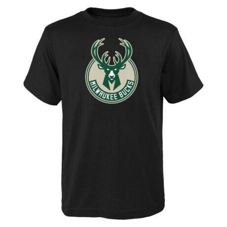 Milwaukee Bucks Outerstuff Youth Primary Logo T-Shirt - Black - Front View