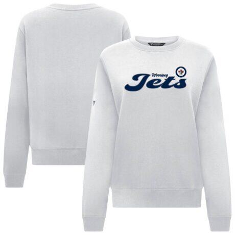 Winnipeg Jets Levelwear Women's Yvette Big Script Tri-Blend Sweatshirt - White - Front View