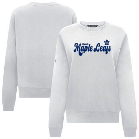 Toronto Maple Leafs Levelwear Women's Yvette Big Script Tri-Blend Sweatshirt - White - Front View