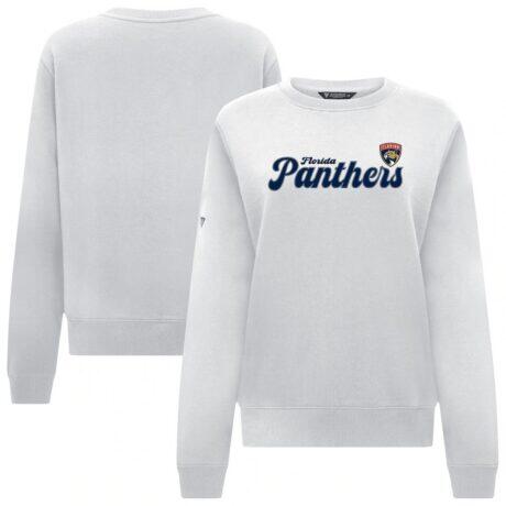 Florida Panthers Levelwear Women's Yvette Big Script Tri-Blend Sweatshirt - White - Front View