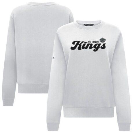 Los Angeles Kings Levelwear Women's Yvette Big Script Tri-Blend Sweatshirt - White - Front View