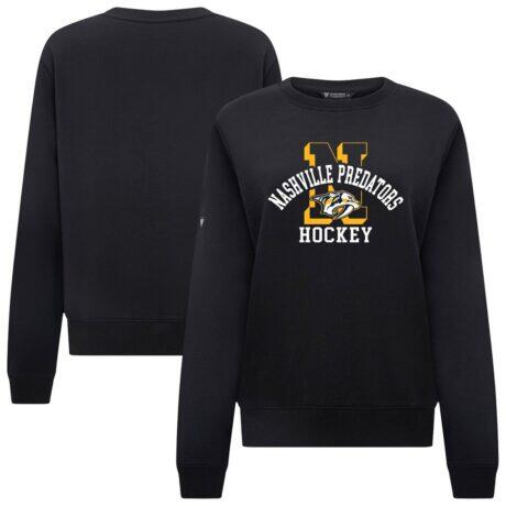 Nashville Predators Levelwear Women's Yvette Limelight Big Letter Sweatshirt - Black - Front View