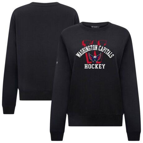 Washington Capitals Levelwear Women's Yvette Limelight Big Letter Sweatshirt - Black - Front View