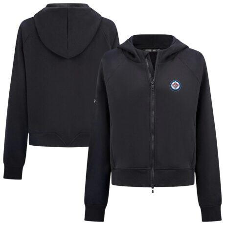 Winnipeg Jets Levelwear Women's Judd Raglan Full-Zip Hoodie - Black - Front View