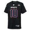 Drake Maye New England Patriots Nike Youth Super Bowl LX Patch Carbon Fashion Game Jersey - Black - Side View