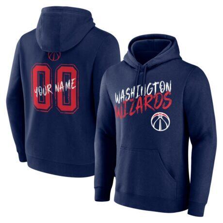Washington Wizards Big & Tall Hustle Personalized Name & Number Hoodie - Navy - Front View