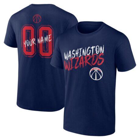Washington Wizards Big & Tall Hustle Personalized Name & Number T-Shirt - Navy - Front View