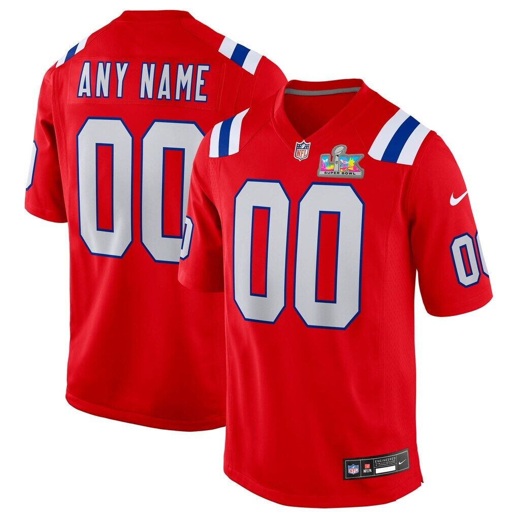 New England Patriots Nike Super Bowl LX Patch Custom Game Jersey