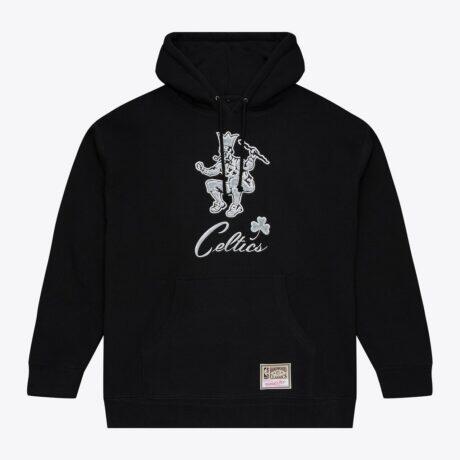 Boston Celtics Mitchell & Ness Chrome Hoodie - Black - Front View