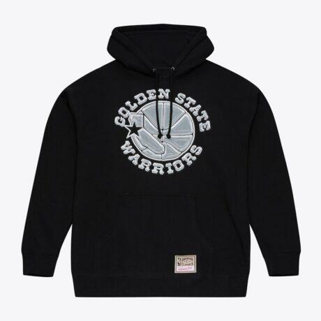 Golden State Warriors Mitchell & Ness Chrome Hoodie - Black - Front View