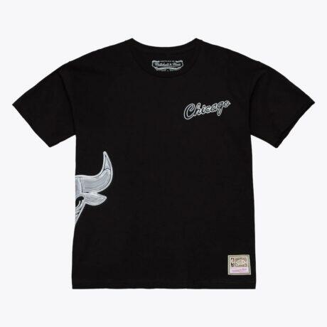 Chicago Bulls Mitchell & Ness Chrome Heritage T-Shirt - Black - Front View