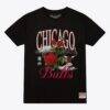 Chicago Bulls Mitchell & Ness Unisex Floral Graphic T-Shirt - Black - Front View