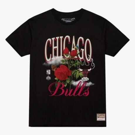 Chicago Bulls Mitchell & Ness Unisex Floral Graphic T-Shirt - Black - Front View