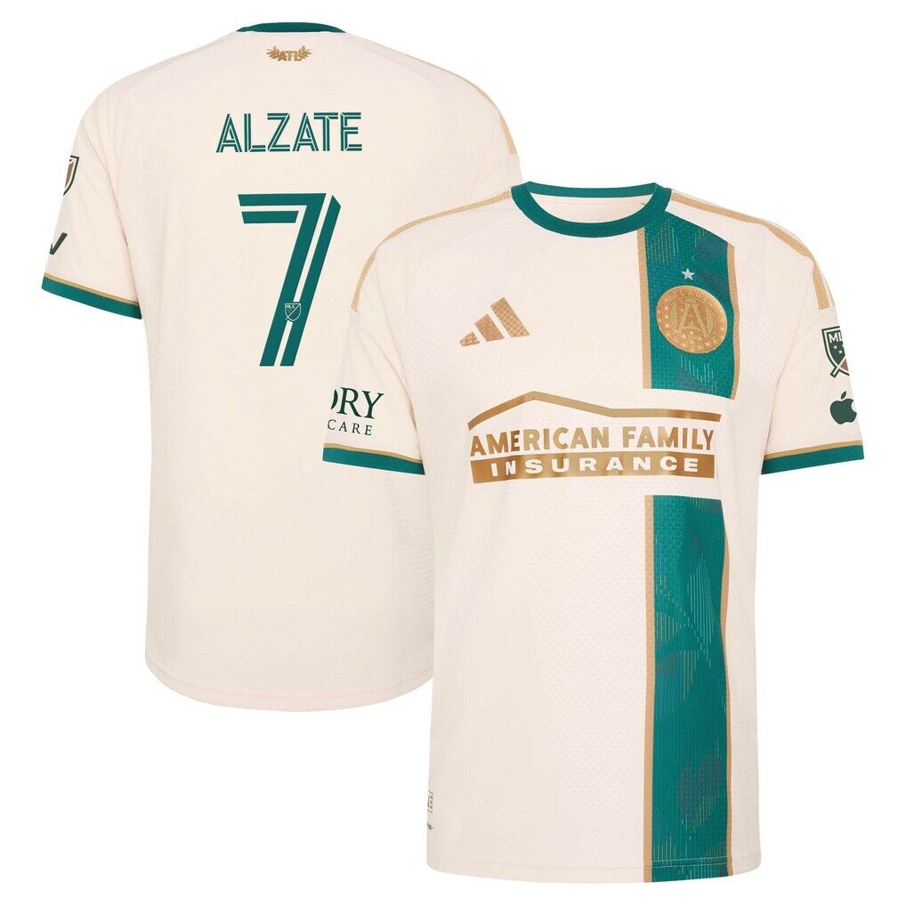 Steven Alzate Atlanta United FC adidas 2026 Spirit of ’96 On-Field Authentic Patch Jersey – Tan