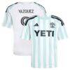 Brandon Vazquez Austin FC adidas Youth 2026 The Rooted Kit Replica Jersey - White - Front View