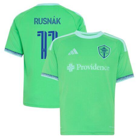 Albert Rusnak Seattle Sounders FC adidas Youth The Evergreen State Kit Replica Jersey - Rave Green - - Front View
