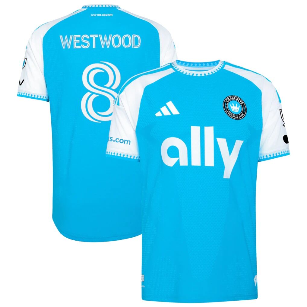 Ashley Westwood Charlotte FC adidas 2026 Carolina Kit: Crowns Up On-Field Authentic Patch Jersey