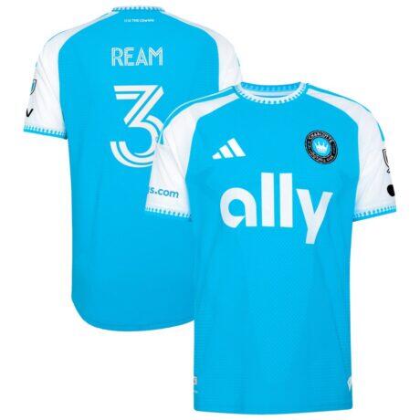 Tim Ream Charlotte FC adidas 2026 Carolina Kit: Crowns Up On-Field Authentic Patch Jersey - Blue - Front View