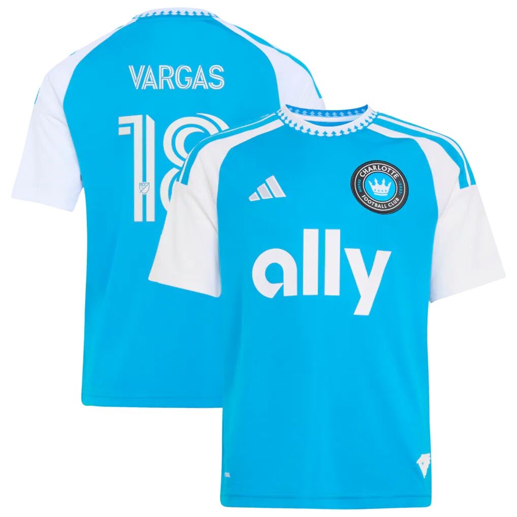 Kerwin Vargas Charlotte FC adidas Youth 2026 Carolina Kit: Crowns Up Replica Jersey
