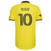 Diego Rossi Columbus Crew adidas 2026 The Crafted for Excellence Kit On-Field Authentic Patch Jersey - Yellow - Detail View